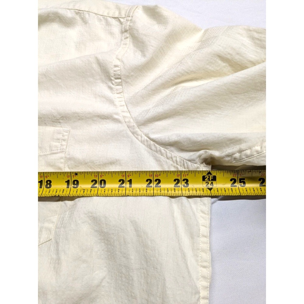 OTTO Men Sz: XL 44cm Trim Fit Short Sleeve Shirt Cream/Ivory Geometric Button Up - Picture 13 of 14